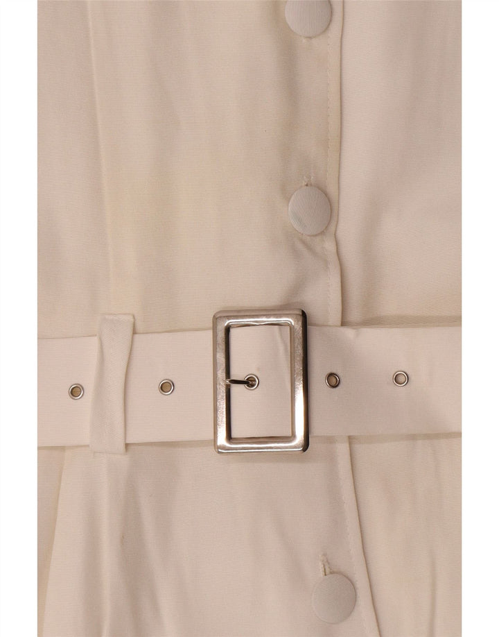 Tutina vintage da donna UK 12 in viscosa bianca media