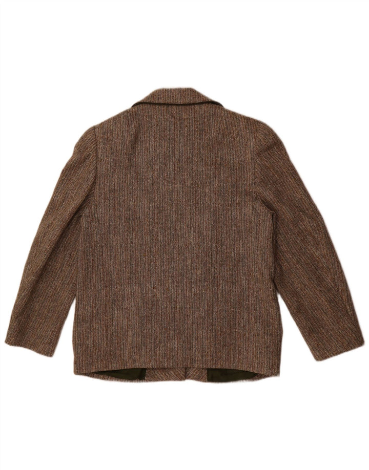 Giacca blazer vintage da donna a 3 bottoni UK 14 in lana a righe grigio medio