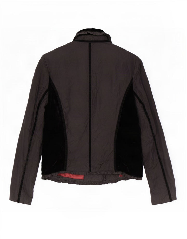 Giacca blazer vintage da donna a 4 bottoni UK 14 color block medio nero