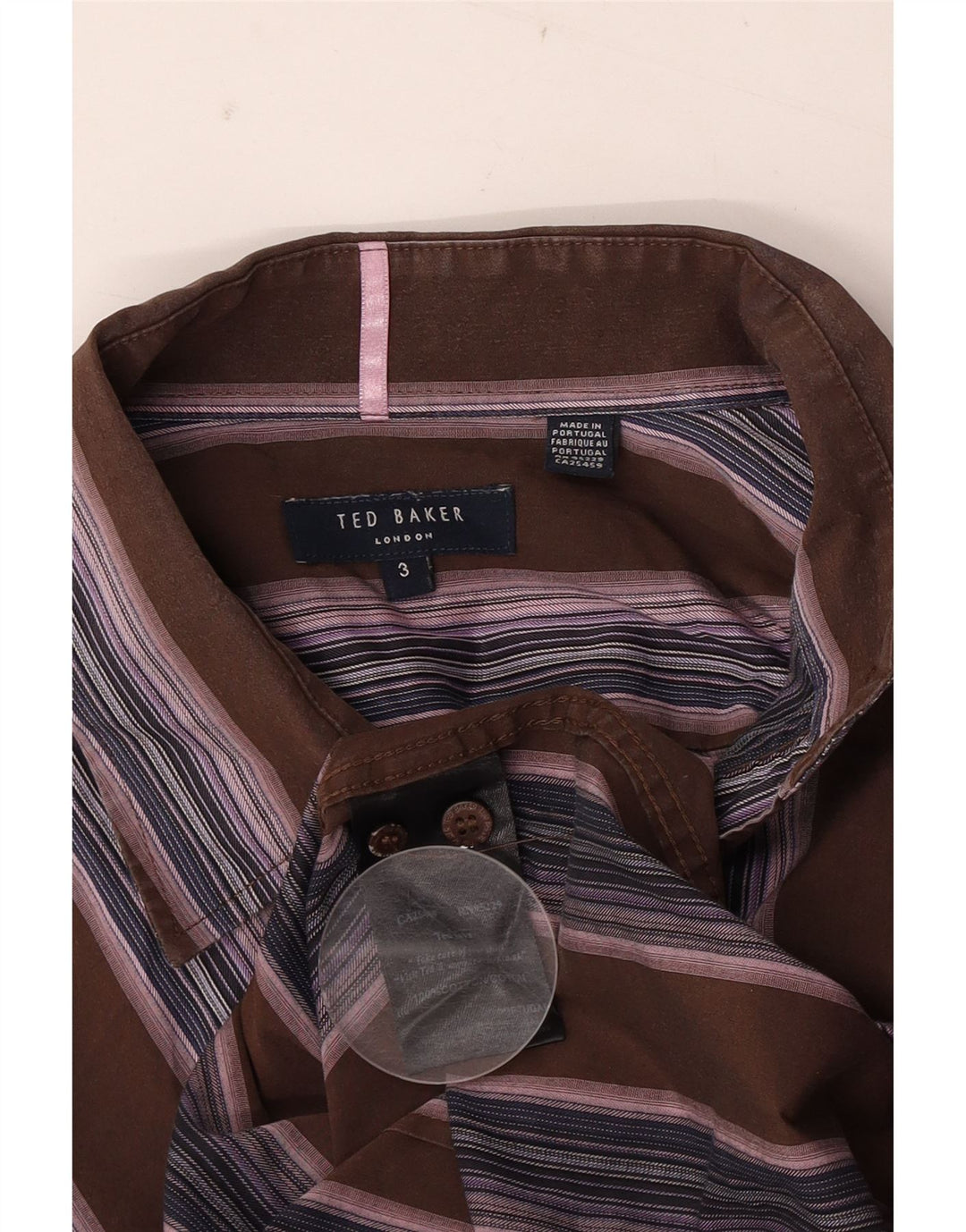 Ted Baker Camicia da uomo Taglia 3 Cotone a righe marrone medio