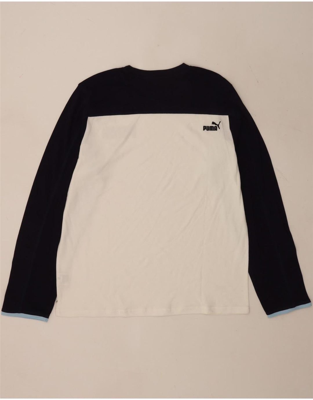 Puma Maglietta grafica da uomo a maniche lunghe XL in cotone color block bianco