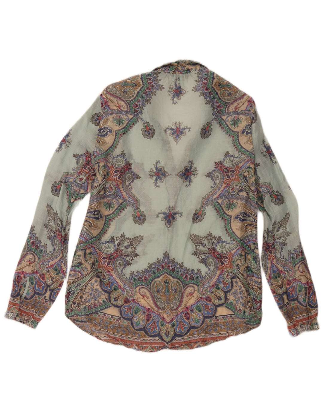Massimo Dutti Camicetta a maniche lunghe da donna Top EU 38 Medio Turchese Paisley