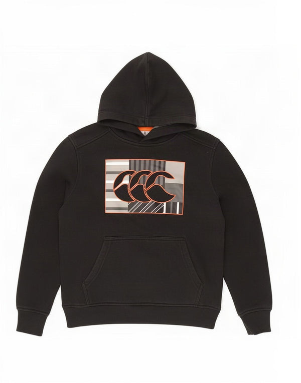 Maglione con cappuccio grafico da ragazzo Canterbury 9-10 anni in cotone nero