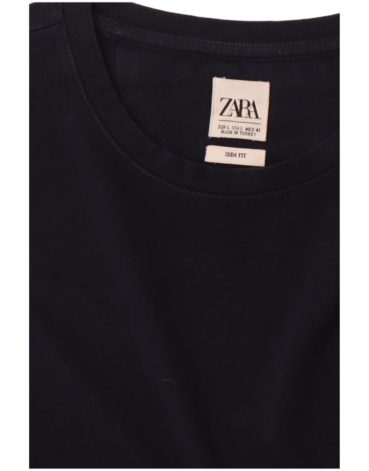 T-shirt Zara da uomo slim fit, taglia grande, blu navy