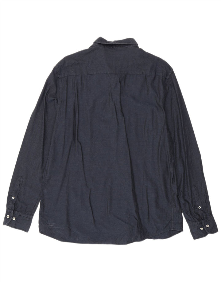 Camicia da uomo in flanella Massimo Dutti XL in cotone blu navy