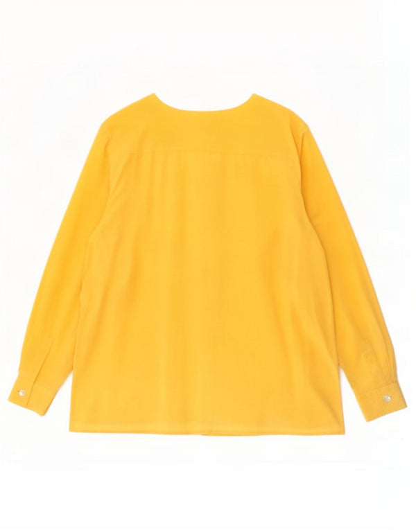 Camicia camicia vintage da donna UK 16 grande gialla in seta
