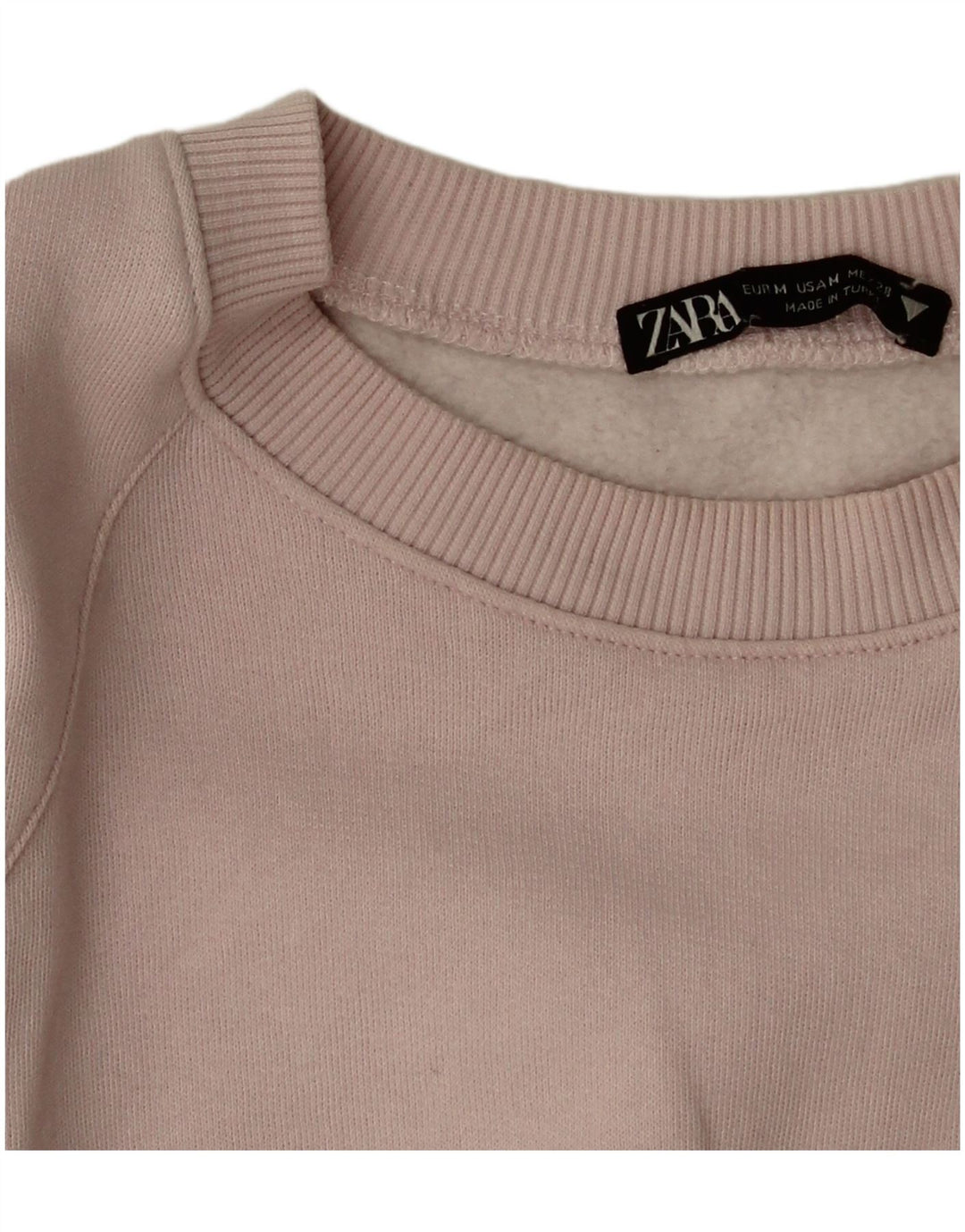 Felpa corta oversize da donna Zara, maglione UK 14, cotone rosa medio