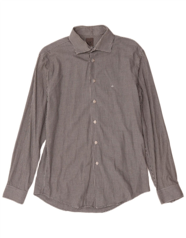 Camicia slim fit da uomo Calvin Klein taglia 39 15 1/2 pied de poule grigio medio