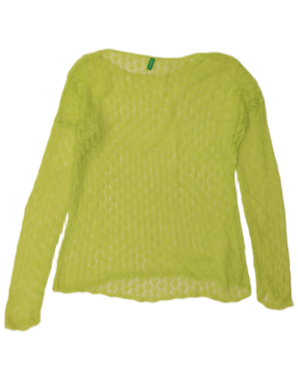 Top da donna Benetton trasparente a maniche lunghe UK 16 grande verde