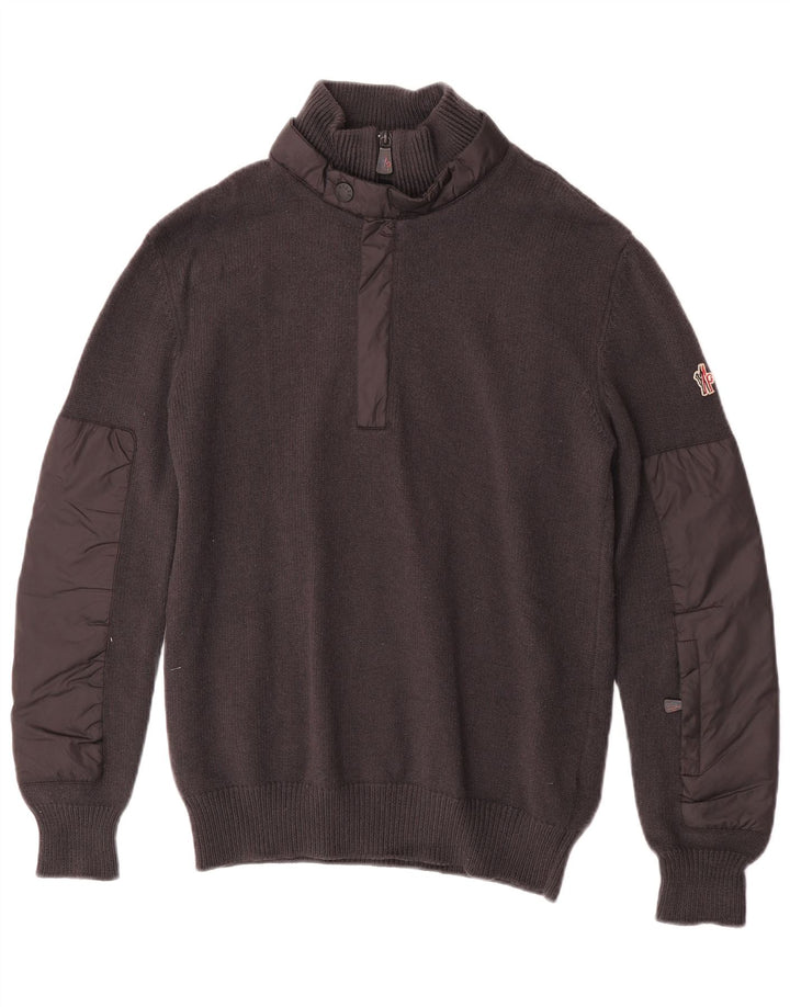 Moncler Uomo Maglione con zip collo maglione grande lana grigia