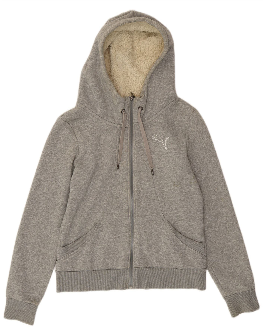 Felpa con cappuccio e zip da donna PUMA UK 12 Grigio medio chiazzato