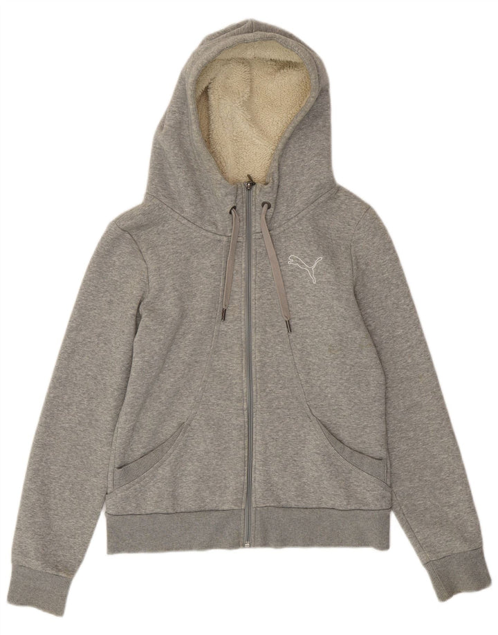 Felpa con cappuccio e zip da donna PUMA UK 12 Grigio medio chiazzato