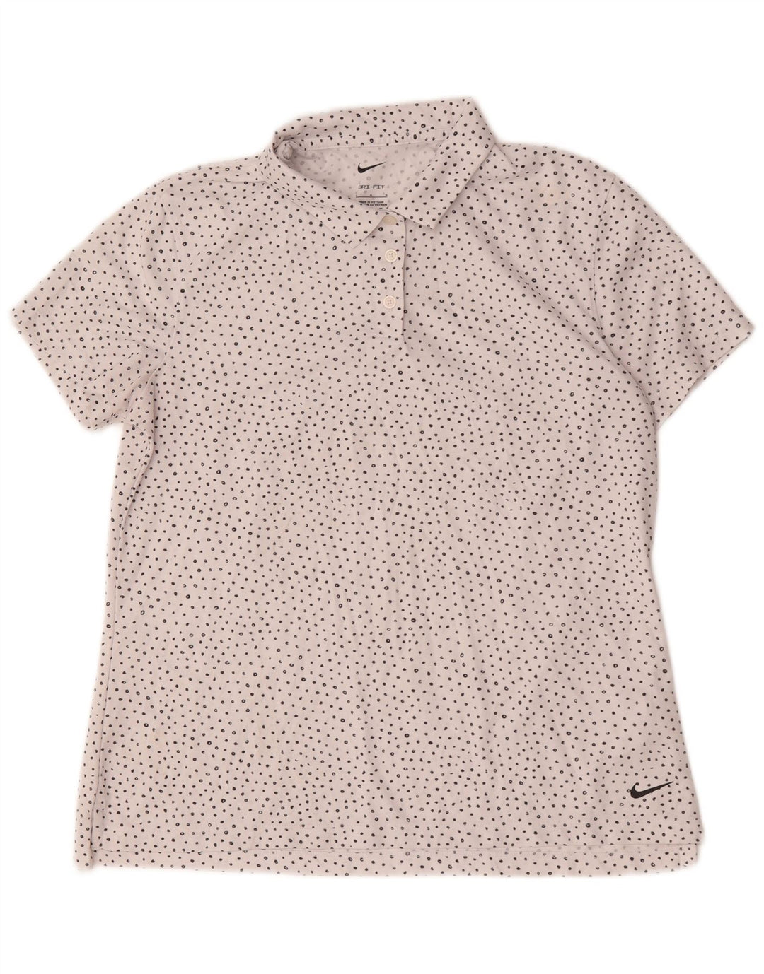 Polo Nike da donna Dri Fit UK 16 grande poliestere maculato bianco