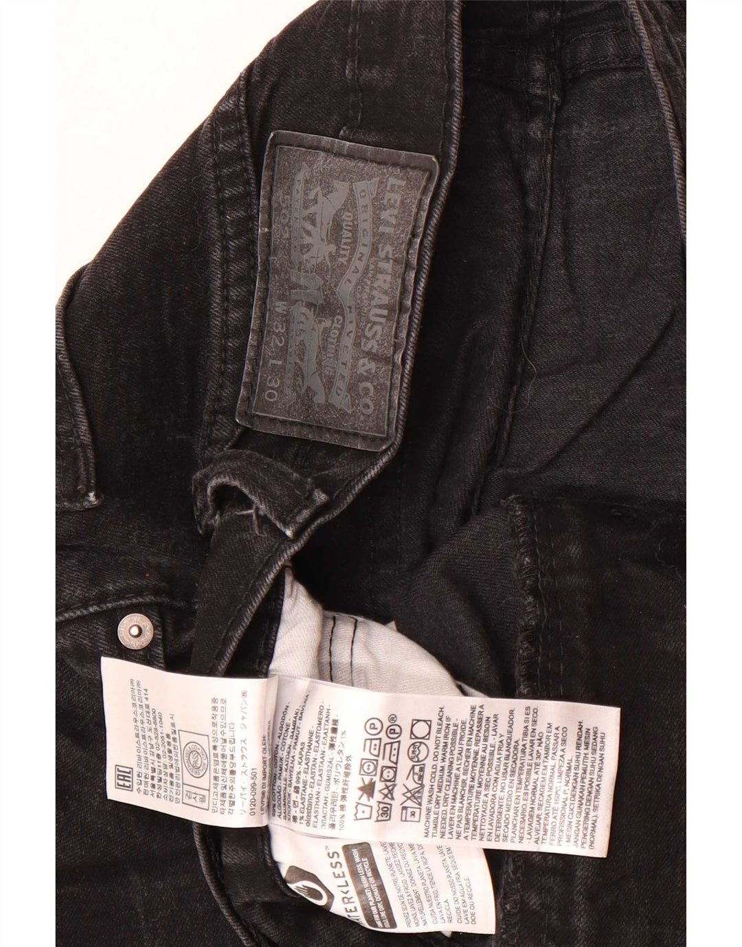 Levi's Uomo 502 Jeans affusolati W32 L27 Cotone Nero