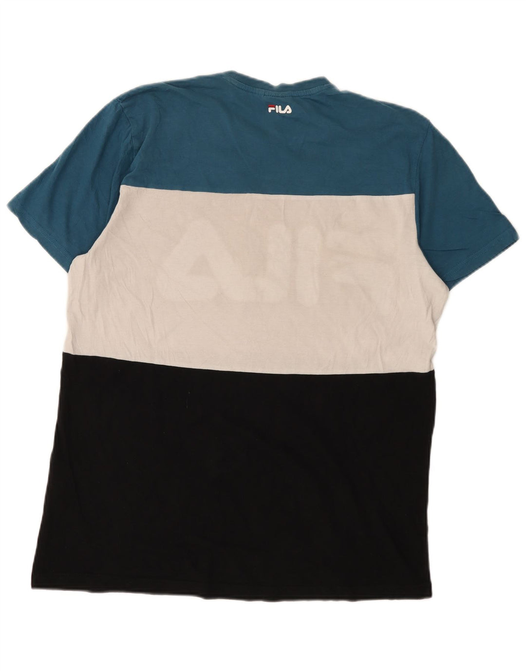 T-shirt grafica da uomo Fila Top grande in cotone color block multicolore