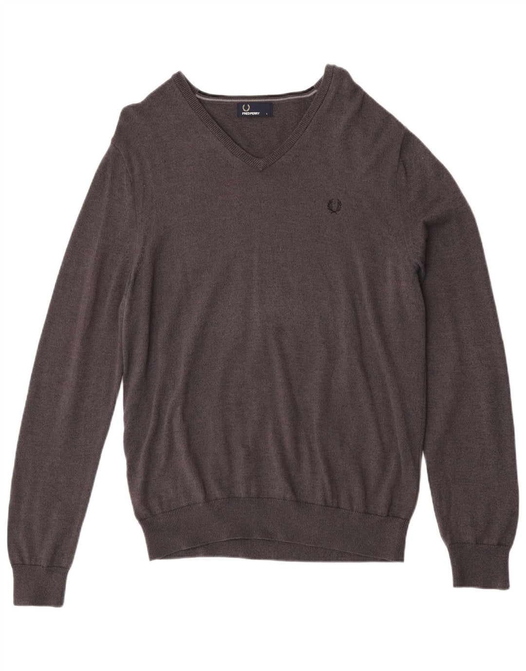 Maglione da uomo con scollo a V Fred Perry, grande lana merino grigia