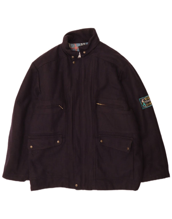 Cappotto vintage da uomo in giacca a vento da yachting UK 42 XL blu navy