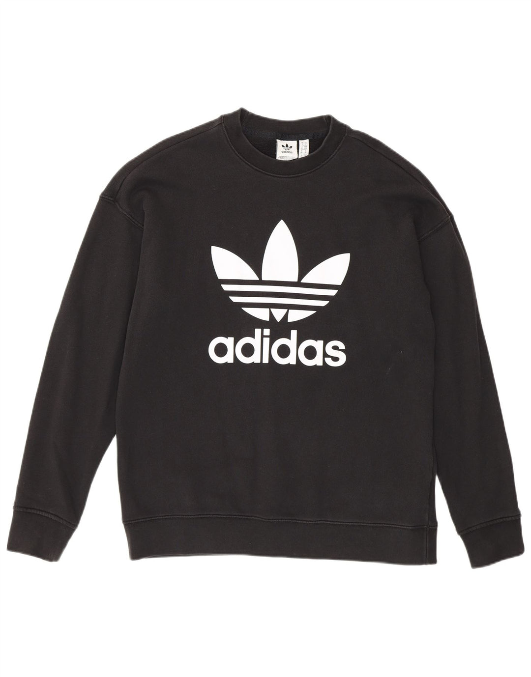 Felpa oversize grafica da donna Adidas UK 10 piccola in cotone nero