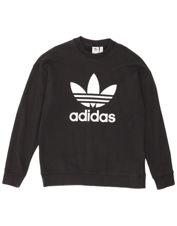Felpa oversize grafica da donna Adidas UK 10 piccola in cotone nero