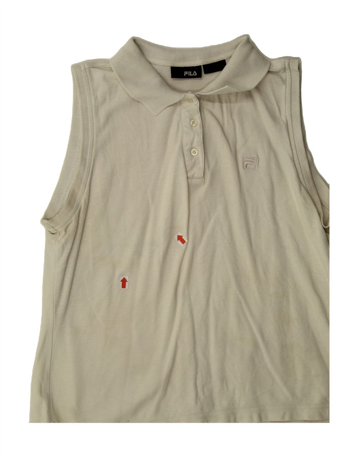 FILA Womens Sleeveless Polo Shirt UK 12 Medium Off White Vintage Fila and Second-Hand Fila from Messina Hembry 
