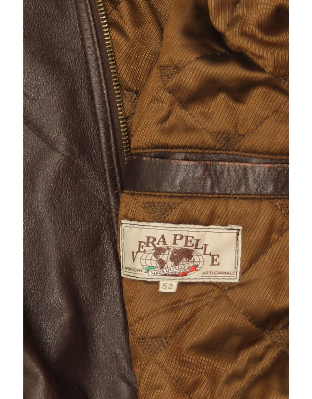 Giacca in pelle militare vintage da uomo IT 52 XL in pelle marrone
