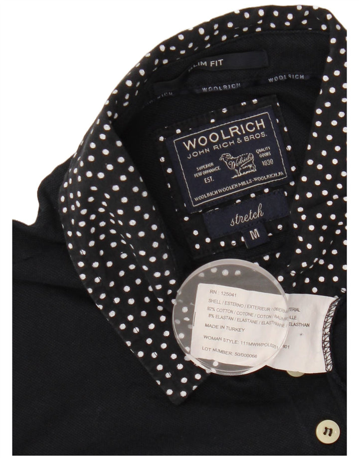 Polo da donna slim fit WOOLRICH UK 12 cotone maculato blu navy medio