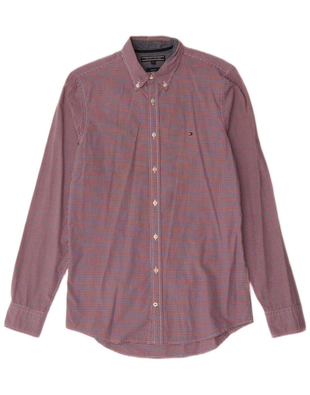 Camicia slim fit da uomo Tommy Hilfiger piccola in cotone a quadretti rossi