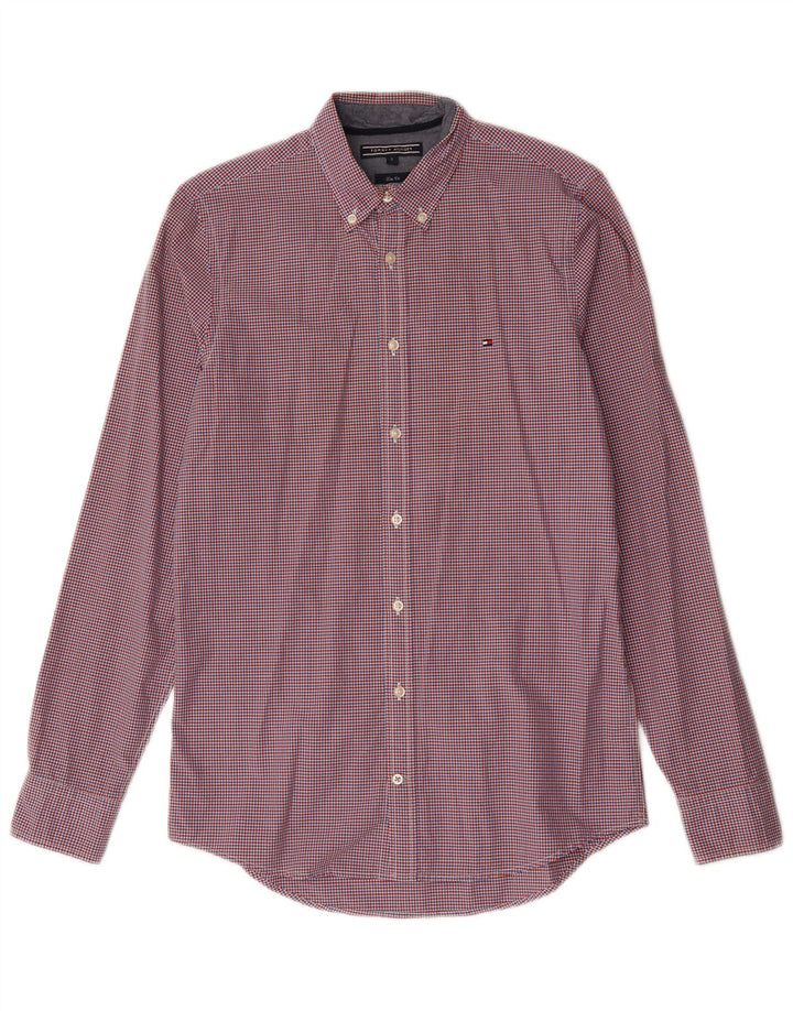 Camicia slim fit da uomo Tommy Hilfiger piccola in cotone a quadretti rossi