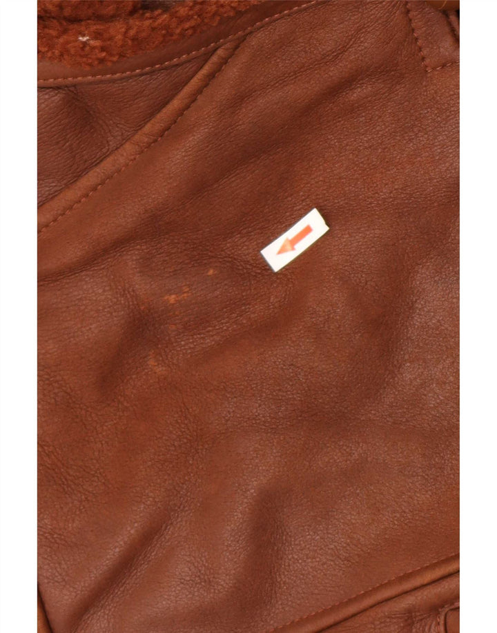 Giacca in shearling oversize da donna vintage EU 42 grande marrone