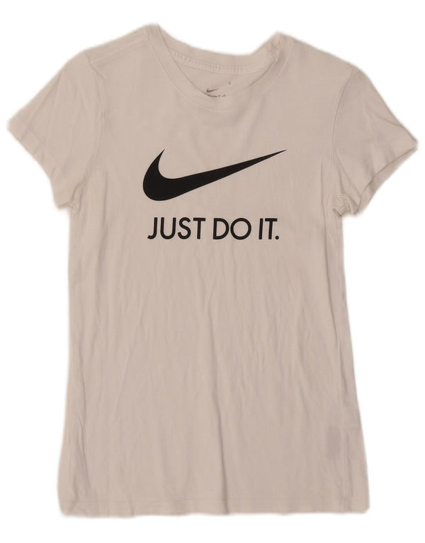 T-shirt grafica da donna Nike Top UK 10 piccola in cotone bianco