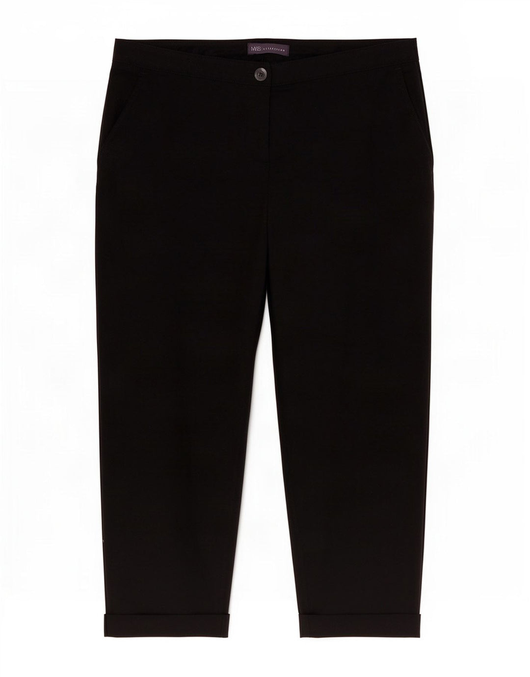 Pantaloni Capri regolari da donna Marks & Spencer UK 14 Large W34 L24 Neri