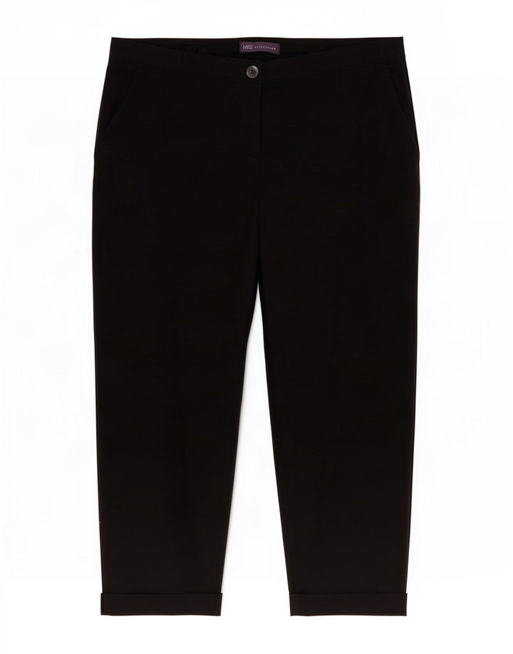 Pantaloni Capri regolari da donna Marks & Spencer UK 14 Large W34 L24 Neri