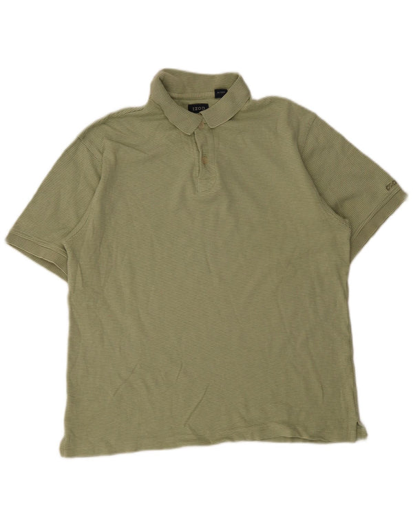 Polo da uomo Izod in cotone gessato verde medio