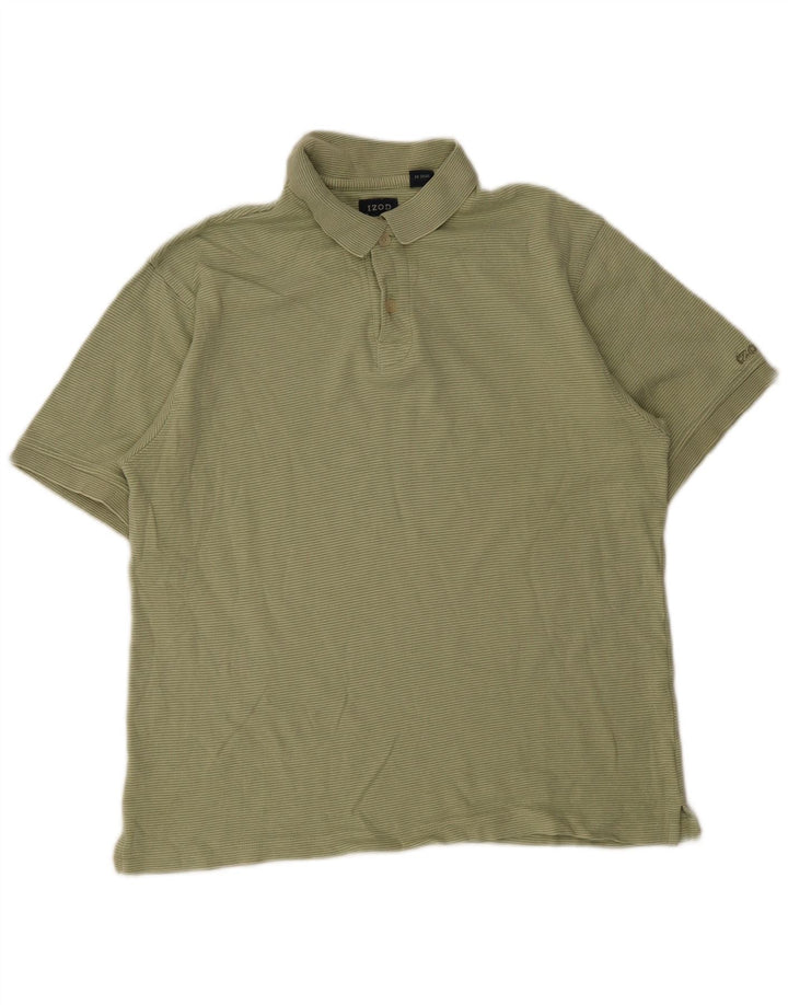 Polo da uomo Izod in cotone gessato verde medio