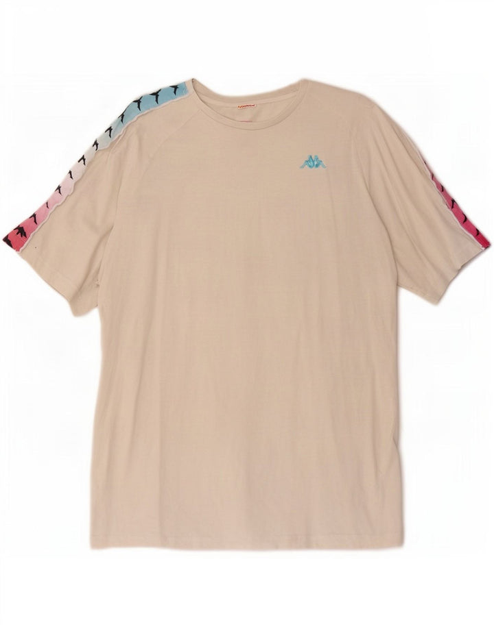 T-shirt grafica da uomo Kappa Top XL in cotone bianco sporco
