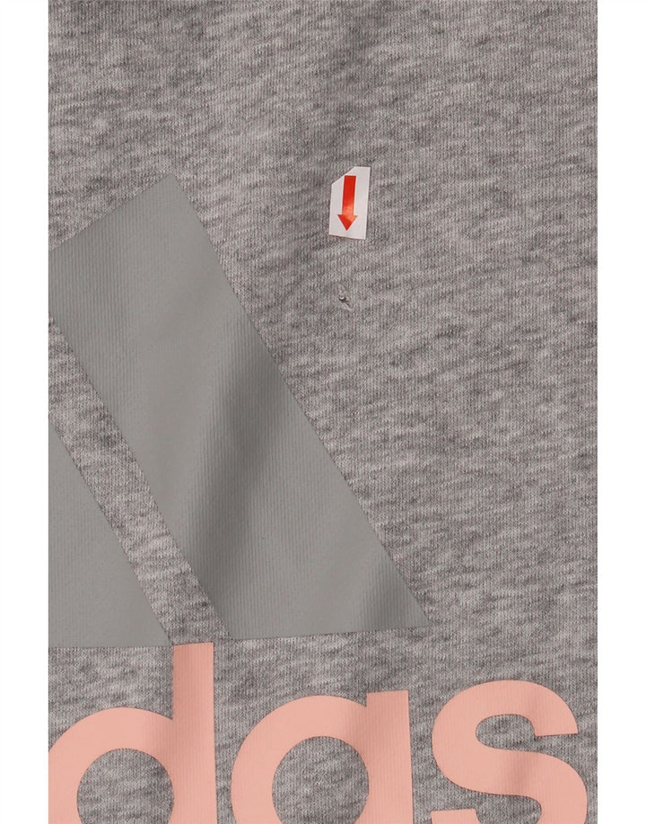ADIDAS Womens Graphic Sweatshirt Jumper UK 12/14 Medium Grey Cotton Vintage Adidas and Second-Hand Adidas from Messina Hembry 
