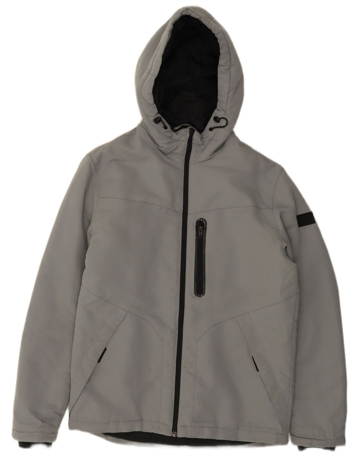 JACK & JONES Giacca a vento con cappuccio da uomo UK 38 Poliestere grigio medio