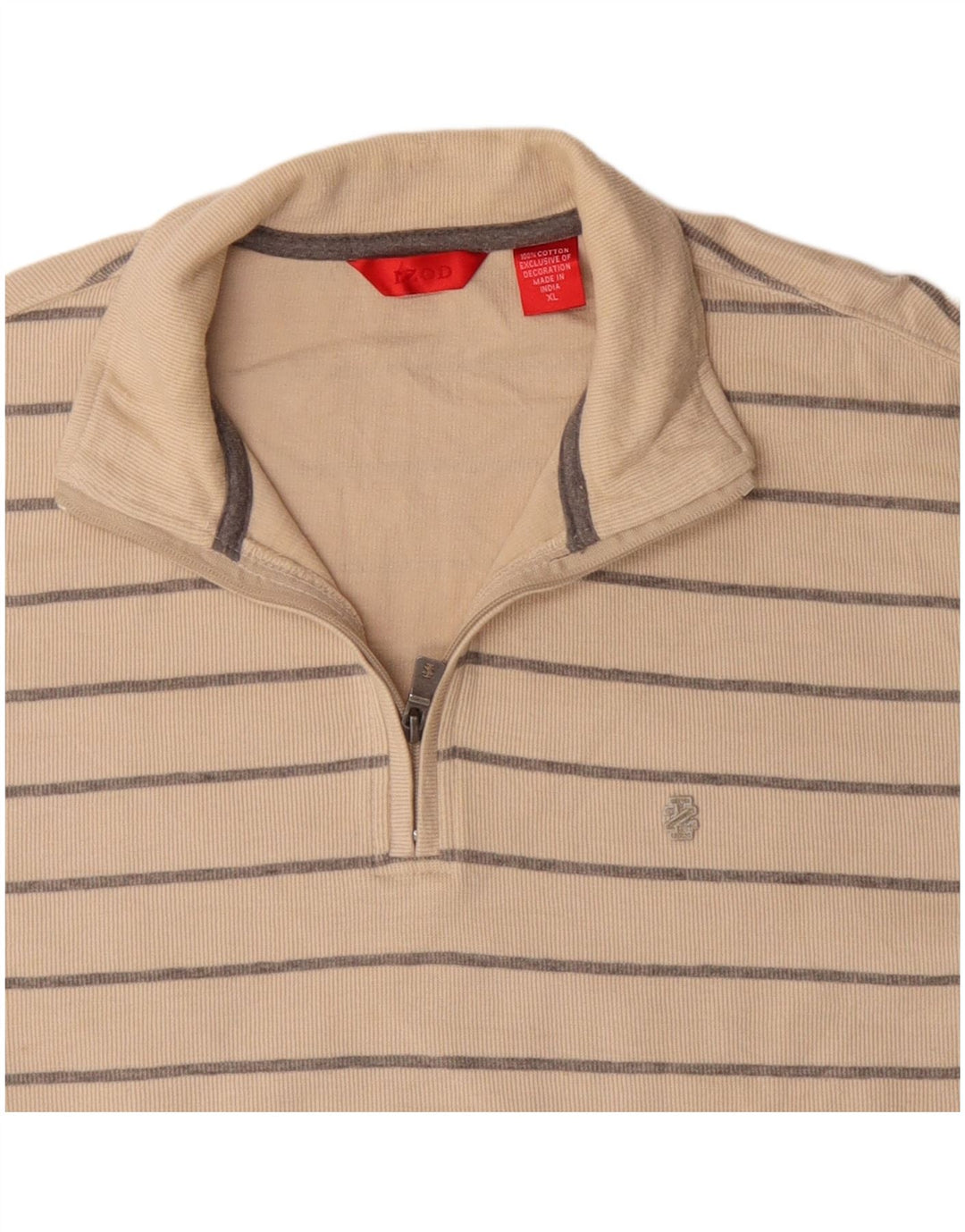 Maglione da uomo con zip e collo IZOD XL in cotone a righe beige