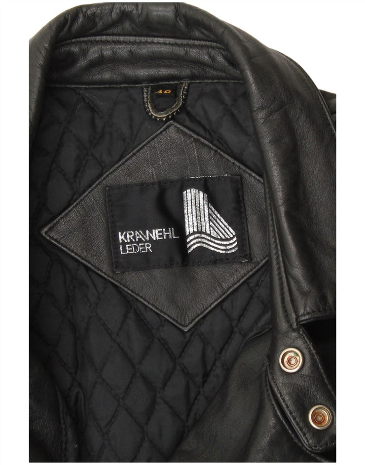 Giacca in pelle da motociclista da uomo KRAWEHL EU 46 piccola in pelle nera