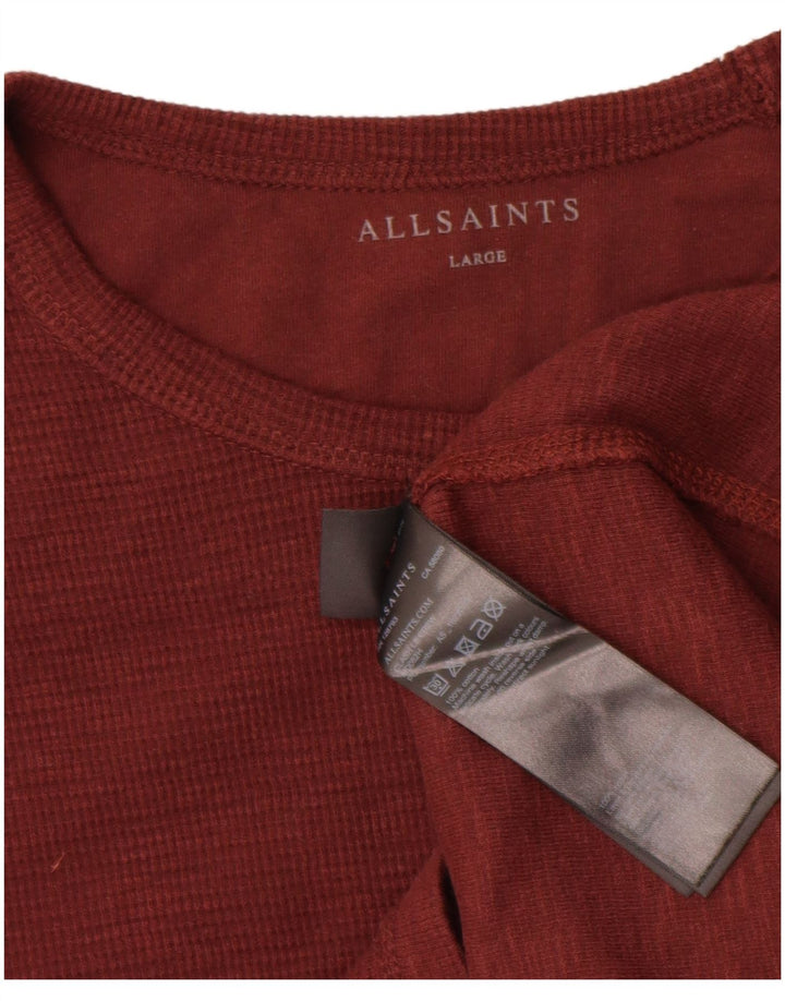 Top da uomo a maniche lunghe di All Saints in cotone marrone rossiccio