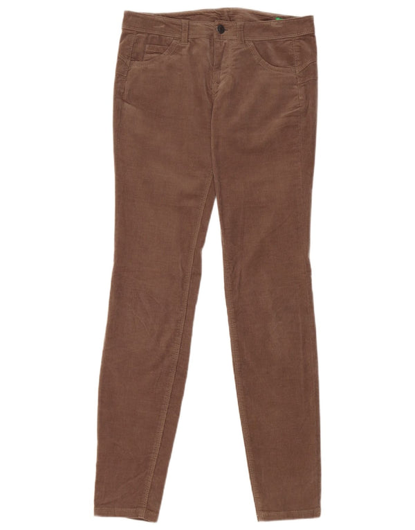 Pantaloni skinny da donna in velluto a coste Benetton UK 8 Small W28 L30 Cotone marrone
