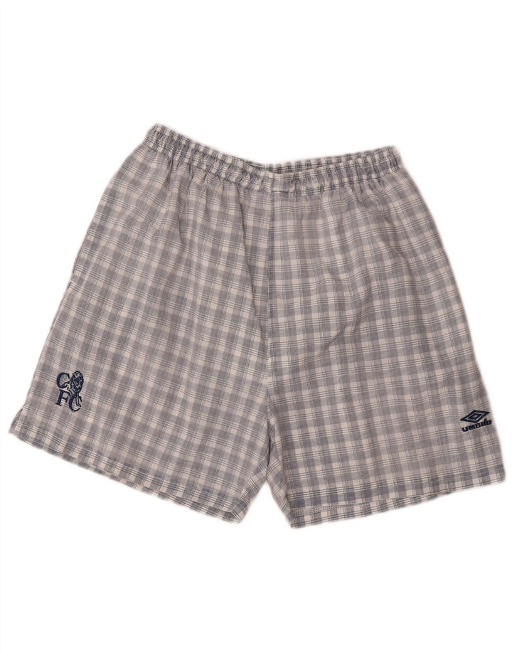 Pantaloncini sportivi da uomo Umbro medi in nylon a quadri blu navy