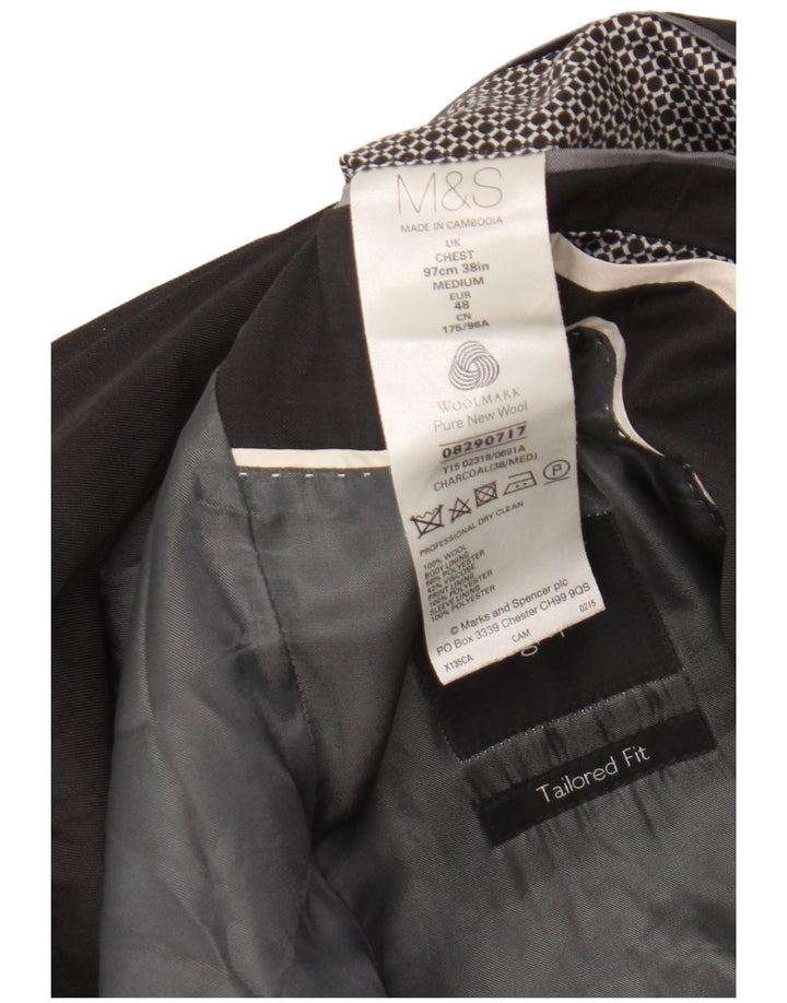 Giacca blazer a 2 bottoni da uomo Marks & Spencer UK 38 lana vergine grigio medio