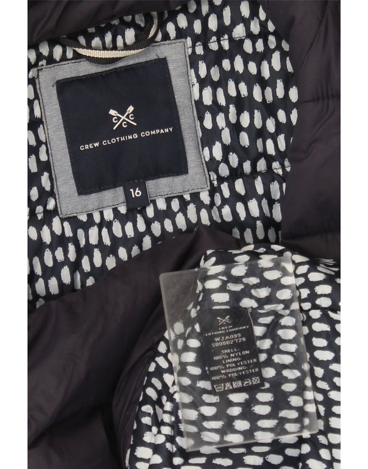 CREW CLOTHING Giacca imbottita da donna UK 16 Large in nylon blu navy