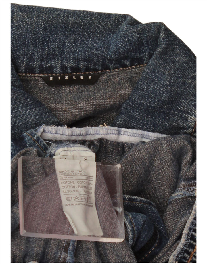 Giacca in denim corta da donna Sisley UK 10 piccola in cotone blu