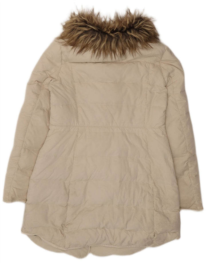 Cappotto imbottito da donna Zara UK 14 grande poliestere bianco sporco