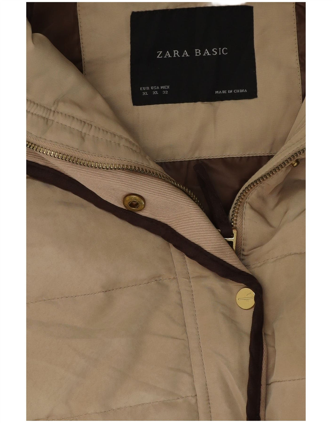 Giacca imbottita da donna Zara UK 18 XL Beige poliestere
