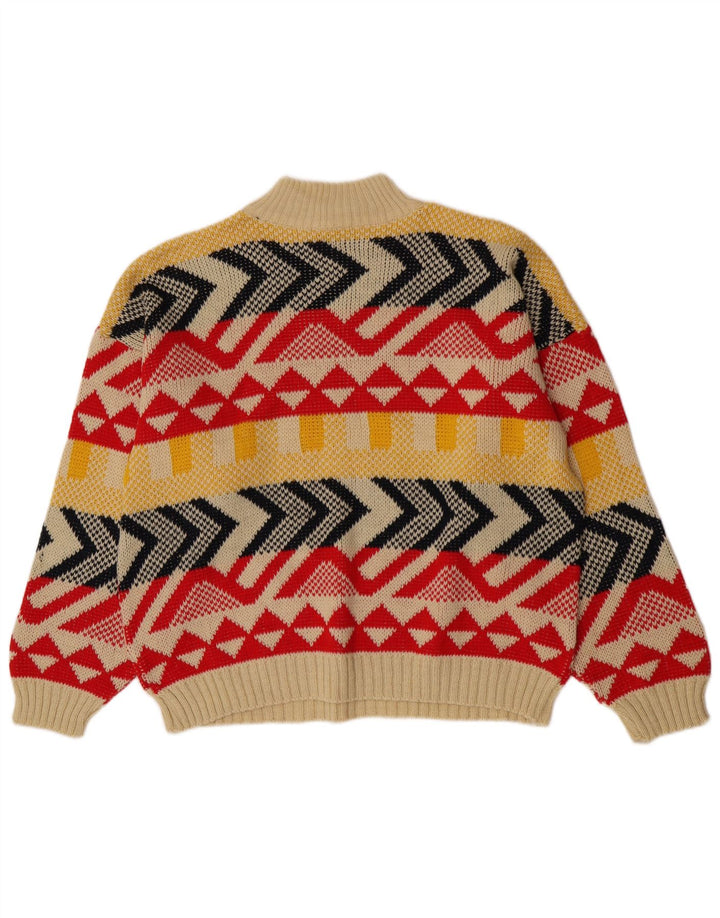 Maglione vintage da donna con collo dolcevita UK 16 grande multicolore