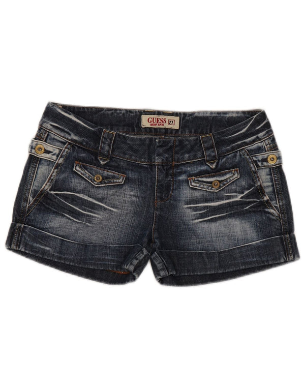 GUESS Womens Low Waist Denim Shorts W27 Small Blue Cotton