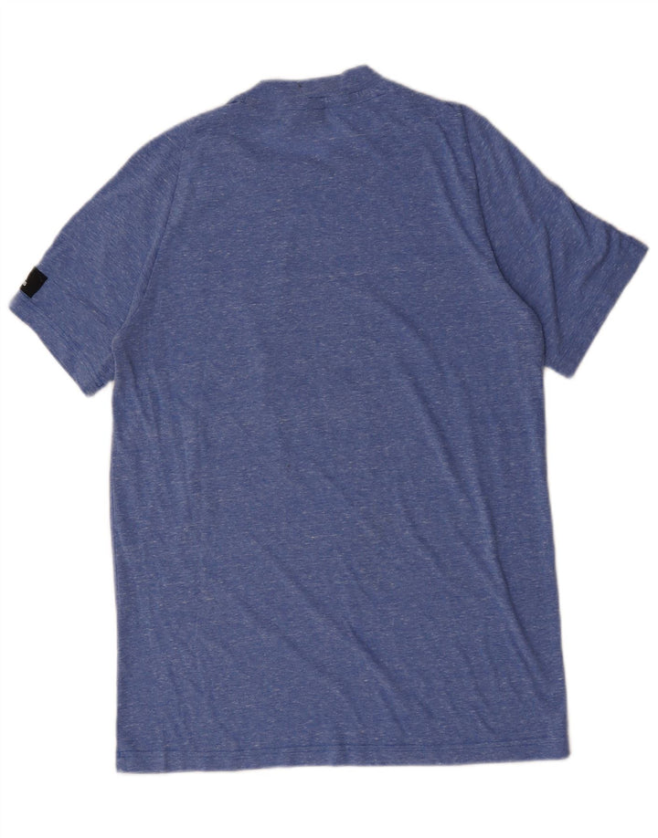 T-shirt grafica da uomo Adidas Top in poliestere chiazzato blu medio